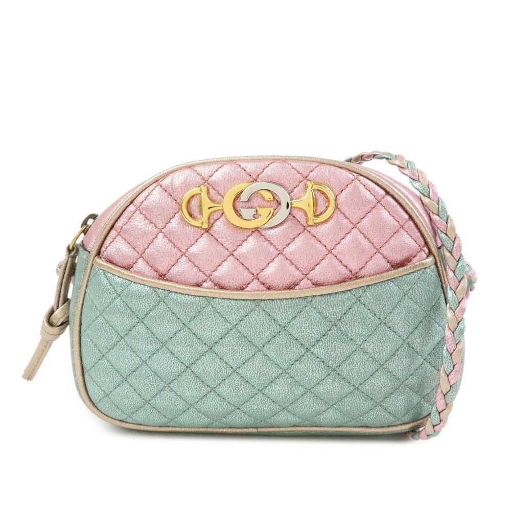Gucci Horsebit Laminated Quilted Calfskin Shoulder Bag Multicolor